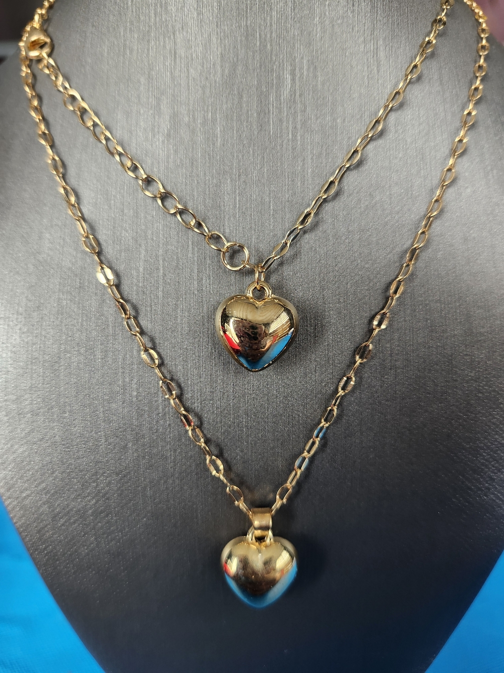 Gold Heart Pendant Necklace & Bracelet Set